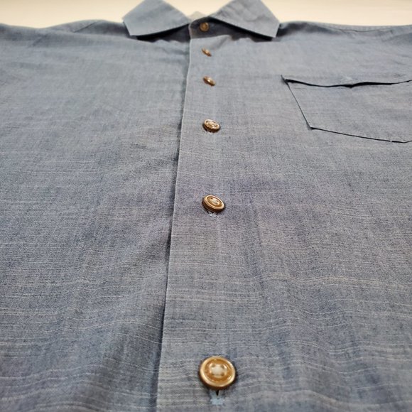 Johnnie-O Shirt Mens Large Chambray Tailored Fit Casual Button Up Coastal Preppy - Picture 5 of 14